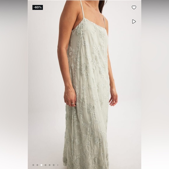 NAKD embroidered maxi dress in light green - Picture 6 of 14